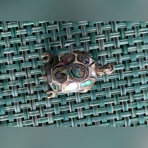 Costume Jewelry Silver Tone Colorful Turtle Pin